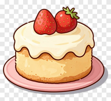 Cartoon Cake With Strawberries PNG
