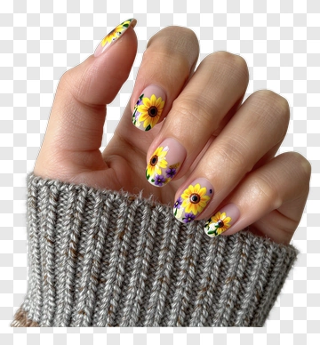 Nail Art With Sunflower Designs PNG