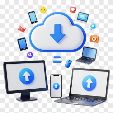 Cloud Computing Concept With Devices And Icons PNG