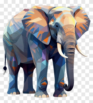 Colorful Geometric Elephant PNG