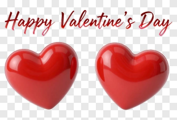 Happy Valentine's Day With Red Hearts PNG