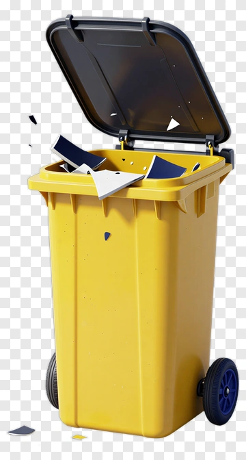 Yellow Trash Bin With Open Lid PNG