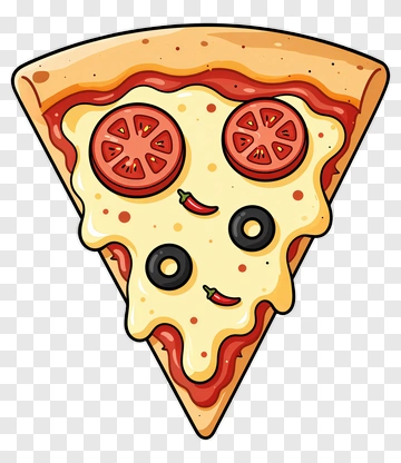 Cartoon Pizza Slice With Toppings PNG