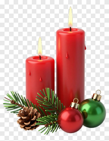 Christmas Candles With Pine And Ornaments PNG