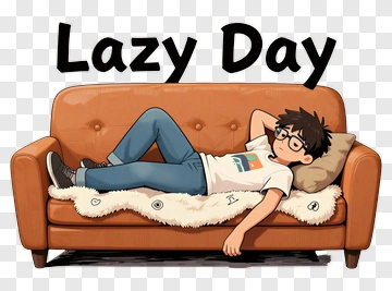 Cartoon Boy Relaxing On A Couch For A Lazy Day PNG