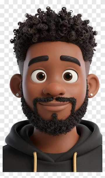3D Cartoon Man With Curly Hair PNG