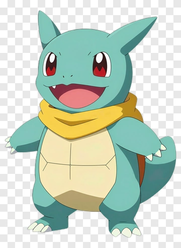 Cartoon Squirtle With Yellow Scarf PNG