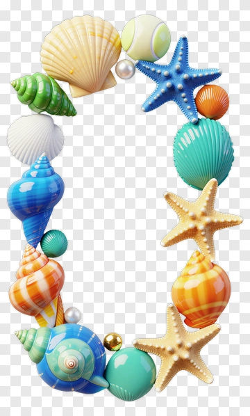 Colorful Shell And Starfish Frame PNG