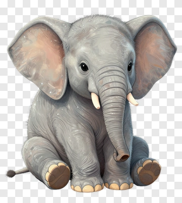 Cute Cartoon Elephant Sitting PNG