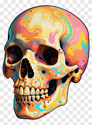 Colorful Skull Art PNG