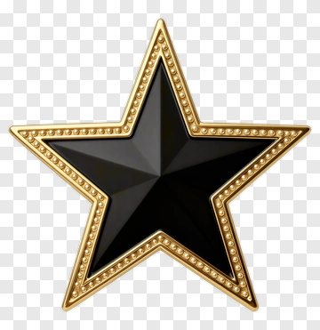 Black Star With Gold Border PNG