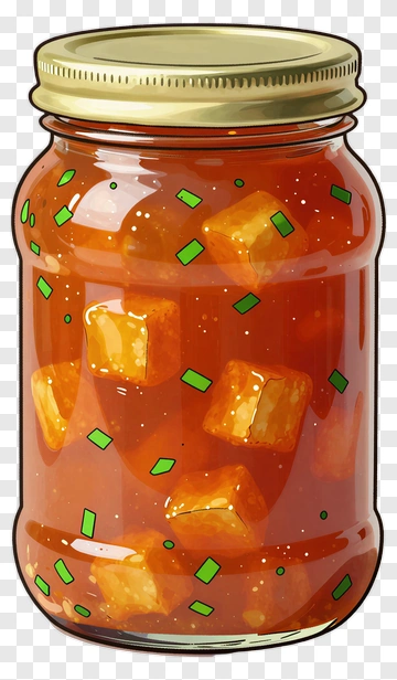 Jar Of Jelly With Cubes And Green Sprinkles PNG