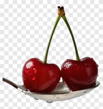 Fresh Red Cherries On A Spoon PNG
