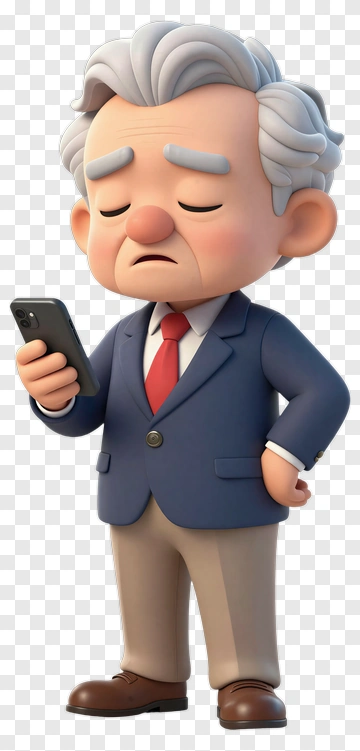 Cartoon Businessman Holding A Smartphone PNG