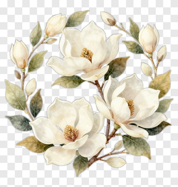 White Magnolia Flower Arrangement PNG
