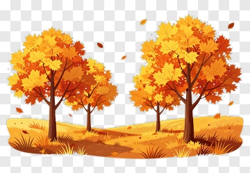 Colorful Autumn Trees In A Meadow PNG
