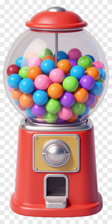 Colorful Gumball Machine Filled With Candy Balls PNG