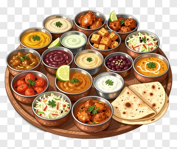 Colorful Indian Food Platter PNG