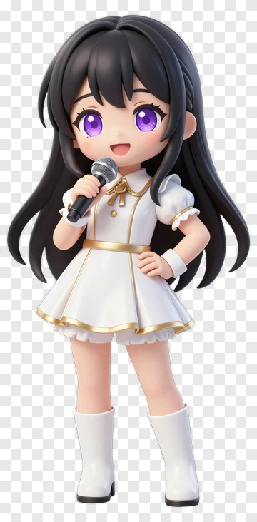 3D Girl Holding A Microphone PNG
