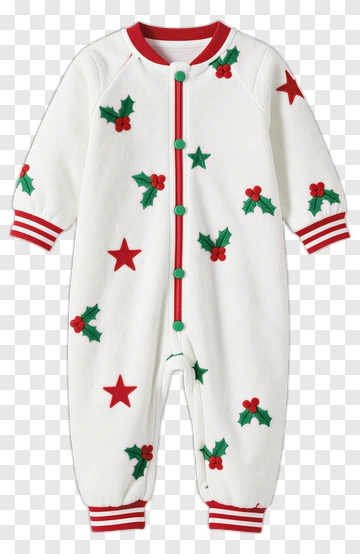 Christmas Baby Onesie With Stars And Holly PNG