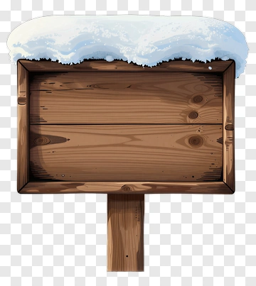 Wooden Sign With Snowy Top PNG