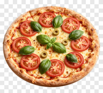 Pizza With Tomatoes And Basil PNG