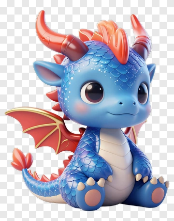 Cute Cartoon Dragon With Colorful Wings PNG