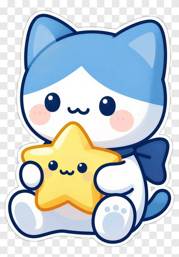 Cute Cat Holding A Star PNG