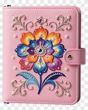 Colorful Floral Embossed Notebook Cover PNG