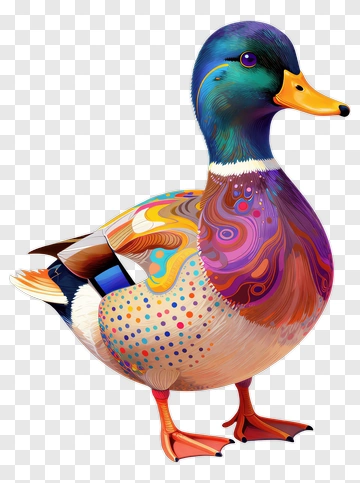 Colorful Duck With Abstract Patterns PNG