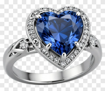 Heart-Shaped Blue Diamond Ring PNG