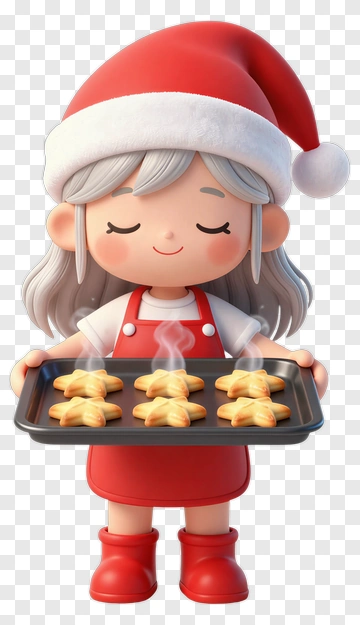Cartoon Girl Holding A Tray Of Star-Shaped Cookies PNG