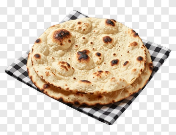 Freshly Baked Naan Bread On A Checkered Cloth PNG