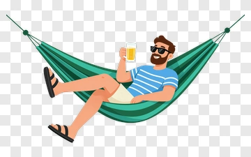Man Relaxing In A Hammock With A Beer PNG