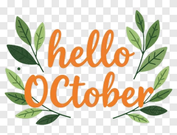 Hello October With Leaves PNG