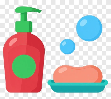 Colorful Soap Dispenser And Bar Of Soap PNG