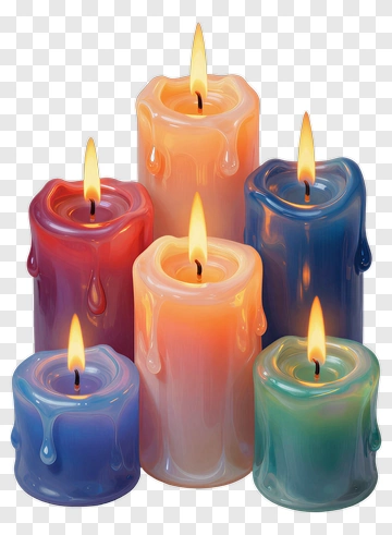 Colorful Candles With Flames PNG