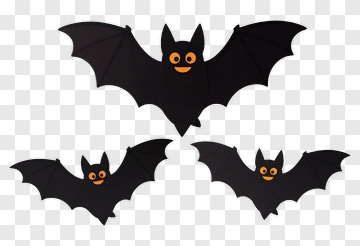 Cartoon Bats With Orange Eyes PNG