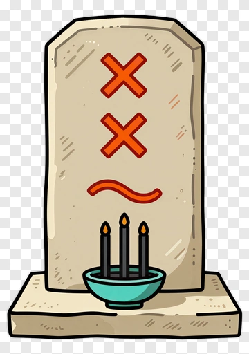 Cartoon Tombstone With Candles PNG