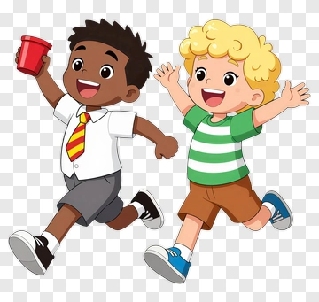 Happy Children Running Together PNG