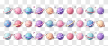 Colorful Cartoon Planets With Rings PNG