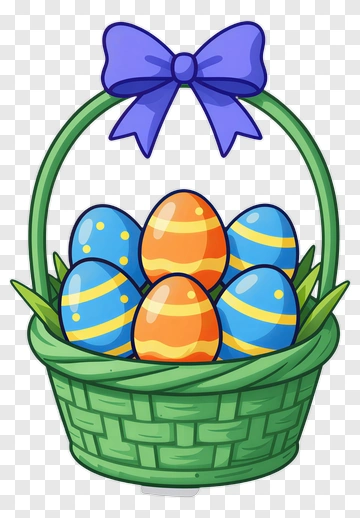 Easter Basket Filled With Colorful Eggs PNG