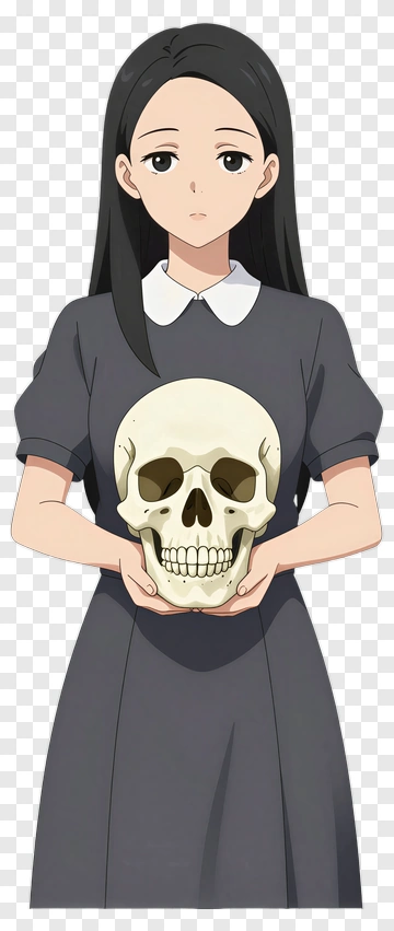 Girl Holding A Skull PNG