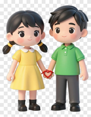 Cartoon Children Holding A Heart PNG