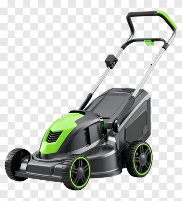 Electric Lawn Mower With Green Accents PNG