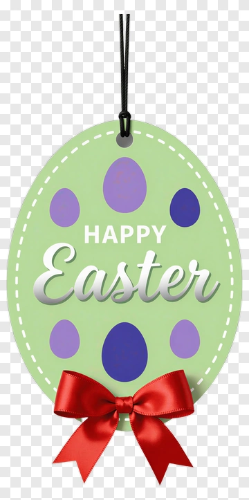 Happy Easter Tag With Bow PNG