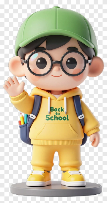 Cartoon Boy Waving In Back To School Outfit PNG