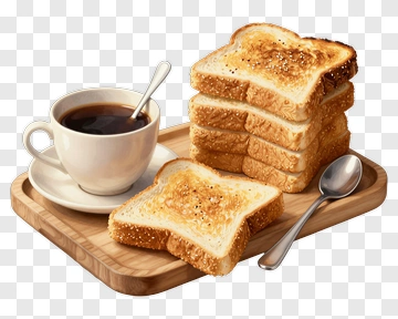 Toast And Coffee On A Wooden Tray PNG