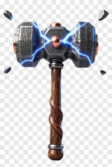Mythical Hammer With Lightning Effects PNG