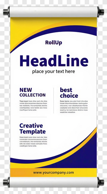 Roll Up Banner Template With Headline And New Collection PNG